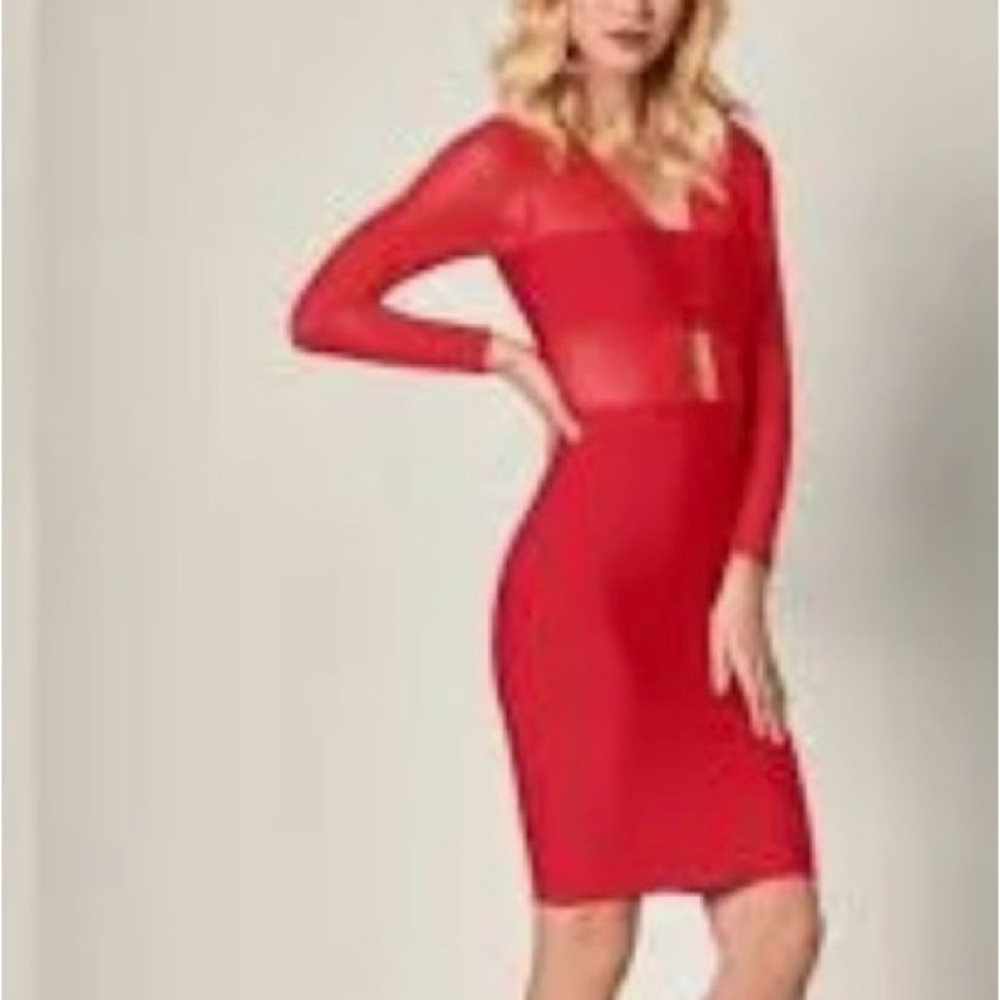 VENUS Vibrant Red Long Sleeve Dress